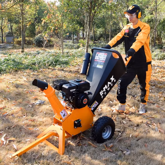 K-Maxpower Small Garden Wood Waste Crusher Petrol Drum Forestry Wood Chipper Farm